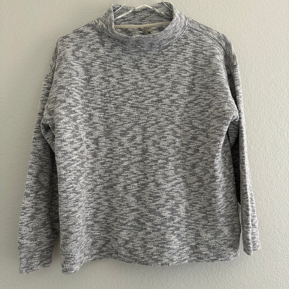 Lou & Grey Pullover Sweater Womens‎ Medium Gray Marled Mock Neck Long Sleeve